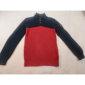 Men's Nautica Classic Red/Blue Button Mock Neck Sweater Size Large‎
